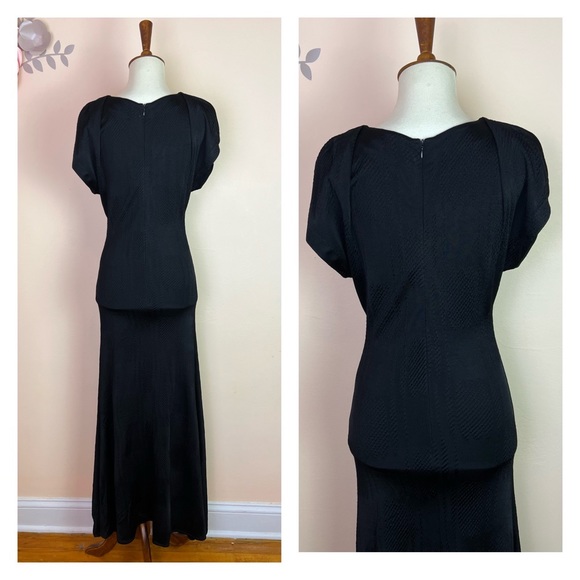 New! HUGO BOSS “Emagine” Flared Hem Brocade Maxi Dress - Picture 6 of 8